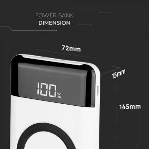 10K Mah Wireless Power Bank With Dual USB+TypeC+Led Screen White