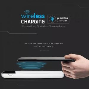 10K Mah Wireless Power Bank With Dual USB+TypeC+Led Screen White