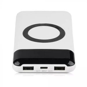 10K Mah Wireless Power Bank With Dual USB+TypeC+Led Screen White