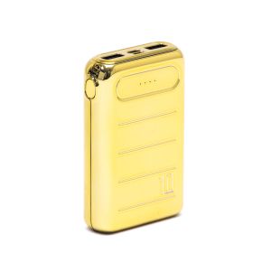 10K Mah Gold Finish Power Bank Dual USB+TypeC