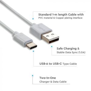 1 M Type C USB Cable White - Pearl Series