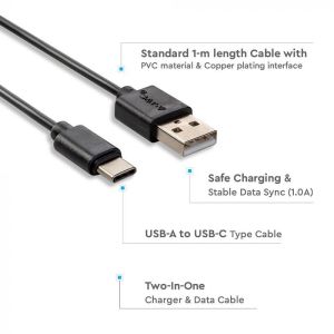 1 M Type C USB Cable Black - Pearl Series