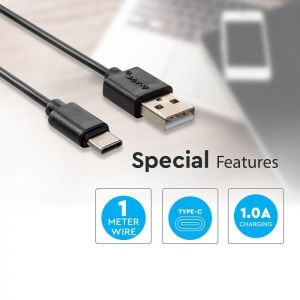 1 M Type C USB Cable Black - Pearl Series