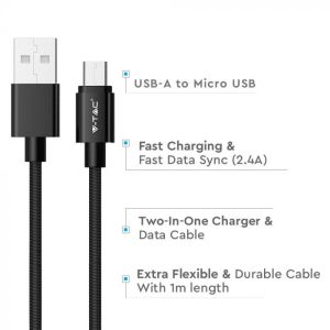 1 M Micro USB Cable Black - Platinum Series