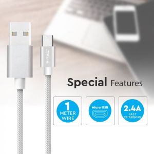 1 M Micro USB Cable Silver - Platinum Series