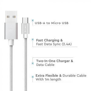 1 M Micro USB Cable Silver - Platinum Series