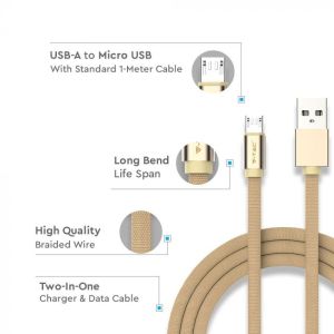 1 M Micro USB Cable Gold - Ruby Series