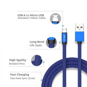 1 M Micro USB Cable Blue - Ruby Series