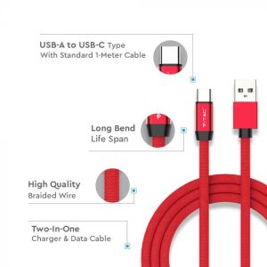 1 M Type C USB Cable Red - Gold Series