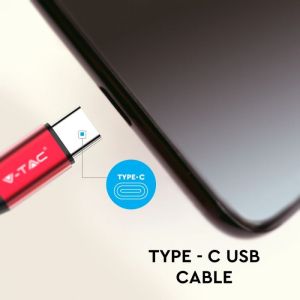 1 M Type C USB Cable Red - Gold Series