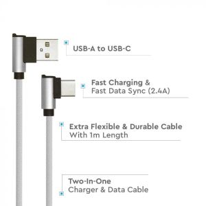 1 M Type C USB Cable Grey - Diamond Series