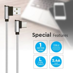 1 M Type C USB Cable Grey - Diamond Series