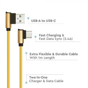 1 M Type C USB Cable Gold - Diamond Series