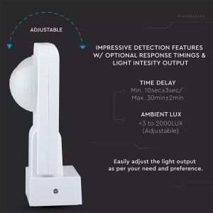 Infrared Motion Sensor White 360° 1000W Adjustable