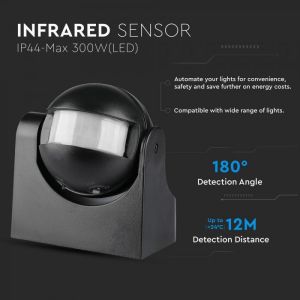 Infrared Motion Sensor Wall Black