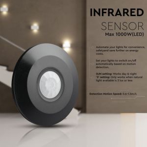 PIR Ceiling Sensor Flat Black