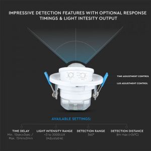 PIR Ceiling Sensor With Moving Head White