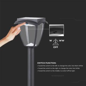 2W LED Solar Stand Lamp Black Body 3in1 IP44