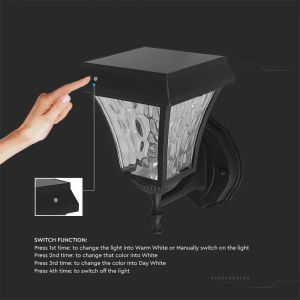 2W LED Solar Stand Lamp Black Body 3000K+6000K IP44