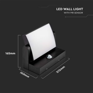 20W LED Wall Light Sensor Black Body 3000K IP65