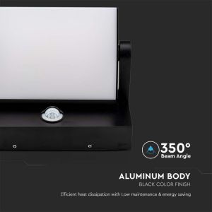 20W LED Wall Light Sensor Black Body 3000K IP65