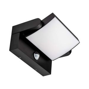 20W LED Wall Light Sensor Black Body 4000K IP65