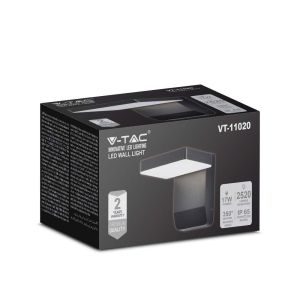 20W LED Wall Light Black Body Square 3000K IP65