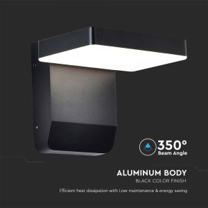 20W LED Wall Light Black Body Square 3000K IP65