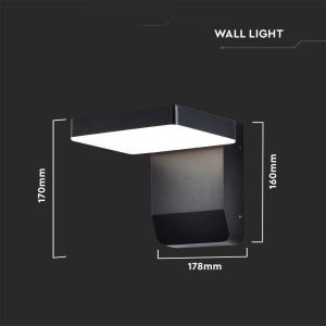 20W LED Wall Light Black Body Square 3000K IP65