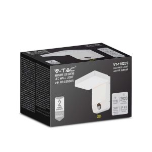 20W LED Wall Light Sensor White Body Square 3000K IP65