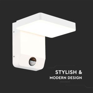 20W LED Wall Light Sensor White Body Square 3000K IP65