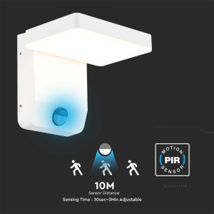 20W LED Wall Light Sensor White Body Square 3000K IP65