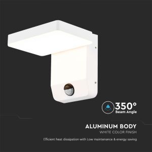 20W LED Wall Light Sensor White Body Square 3000K IP65