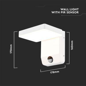 20W LED Wall Light Sensor White Body Square 3000K IP65