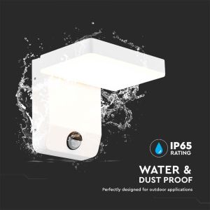 20W LED Wall Light Sensor White Body Square 3000K IP65