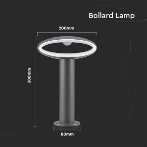 9W LED Bollard Lamp Dark Grey Aluminium 30CM 3000K IP54