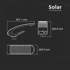 LED Соларно Градинско Тяло 20W PIR Сензор Дистанционно 6000К