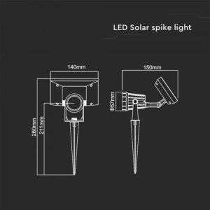 2W LED Solar Spike IP65 3000K