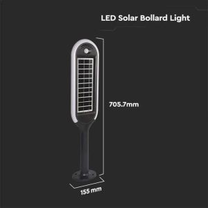 5W LED Solar Bollard Light With White + Black Body 4000K