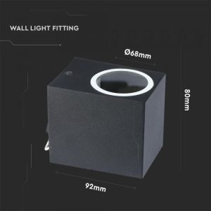 Wall Sleek Wall Fitting Aluminium Square Black 1Way IP44