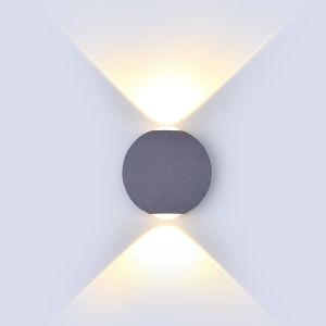 6W LED Wall Light Grey Body Round IP65 3000K