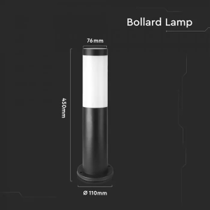 E27 Bollard Lamp 45CM With Stainless Steel Body Black IP44