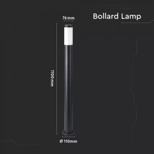 E27 Bollard Lamp 110CM With Stainless Steel Body Black IP44