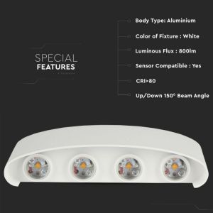 8W LED Wall Light Sand White IP54 3000K