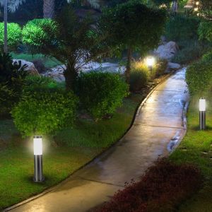 E27 Bollard Lamp 45CM With Stainless Steel Body Satin Nickel IP44