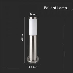 E27 Bollard Lamp 45CM With Stainless Steel Body Satin Nickel IP44