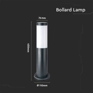 Е27 Bollard Lamp 45CM With Stainless Steel Body Grey IP44