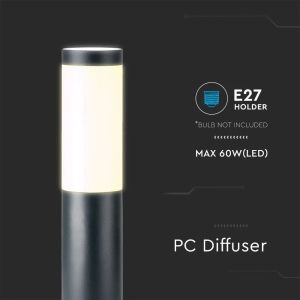 Е27 Bollard Lamp 45CM With Stainless Steel Body Grey IP44