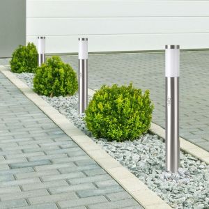 E27 Bollard Lamp 80CM With PIR Sensor Stainless Steel Satin Nickel IP44