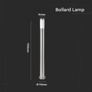 E27 Bollard Lamp 110CM With Stainless Steel Satin Nickel IP44